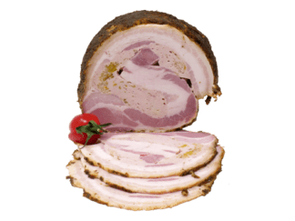 Bauchrolle mit Lauch, gegrillt