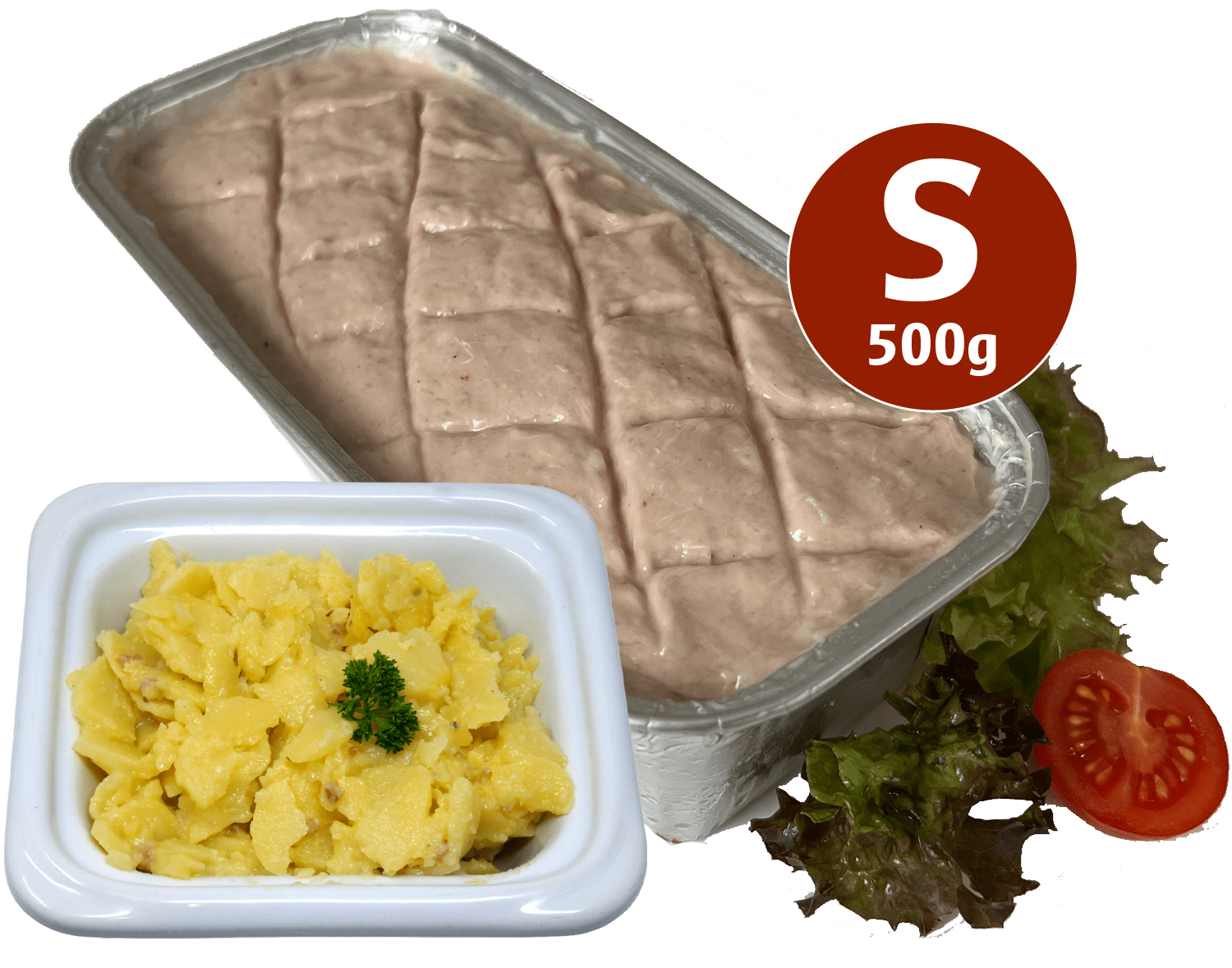 Fleischkäse zum Selberbacken S + Kartoffelsalat